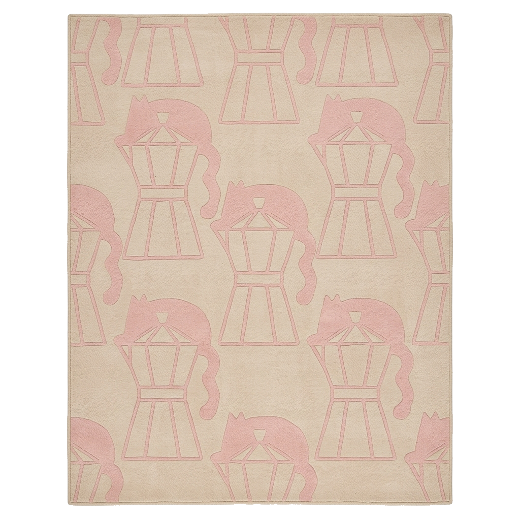 Pale Pink Silhouette Pattern Hand Tufted Rug