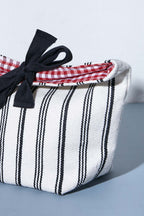 Panera pequeña loneta rayas negras y vichy rojo