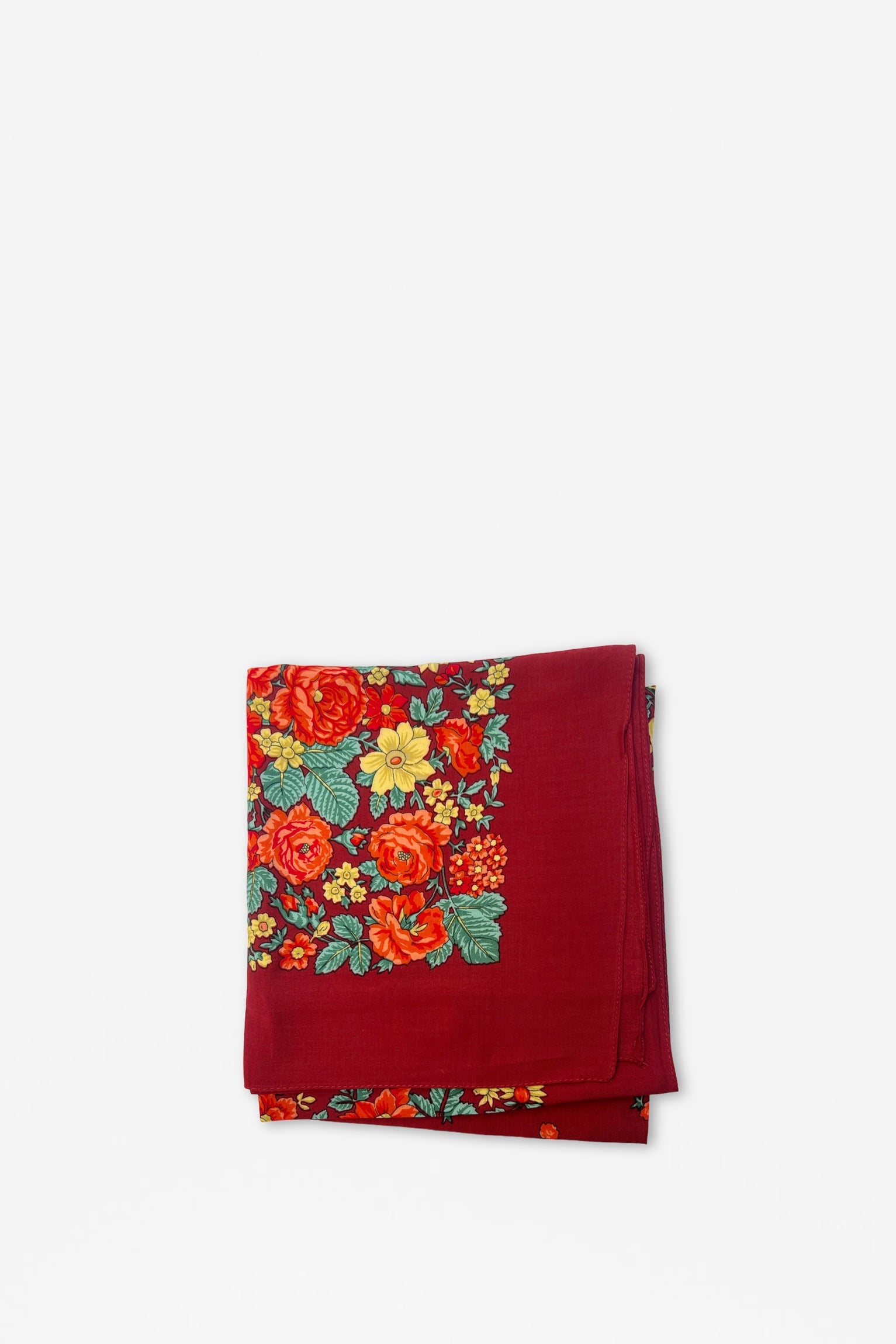 Pañuelo portugués flores granate