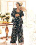 Black Self Woven Jacquard Blazer Set By KYNAH, Luxury Indian Fashion & Bridal Wear