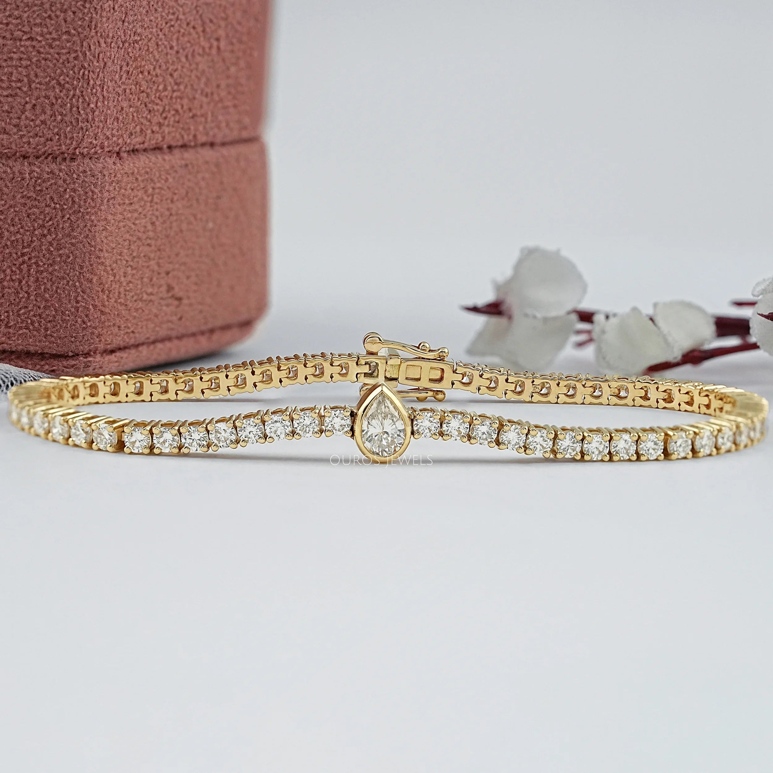 Bezel Pear Lab Grown Diamond Tennis Bracelet