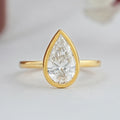 Bezel Set Pear Cut Lab Solitaire  Ring