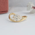 Pear Diamond Curved Solitaire Engagement Ring