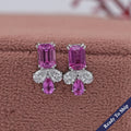 Lab Pink Emerald Gemstone Stud Earrings