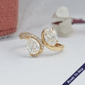 Two Stone Accent Diamond Bypass Engagement Ring