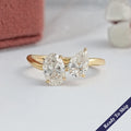 Two Stone Lab Diamond Curved Engagement Ring