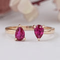 Pear Ruby Gemstone Dainty Ring