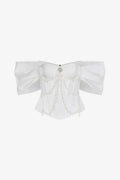 Gleaming Pearl Embellished Top With Skirt Set
