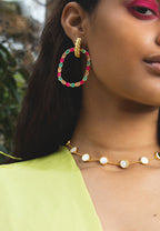 Pendientes Twiggy Buganvilla y Verde agua