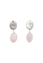 Pendientes Laia Perlas y Cuarzo Rosa