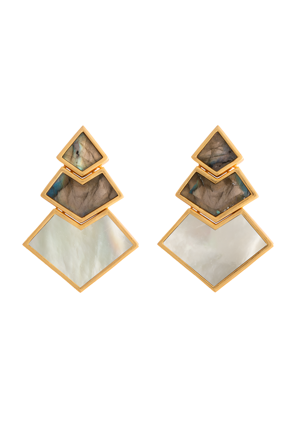 Pendientes Nefertiti Gris, Blanco
