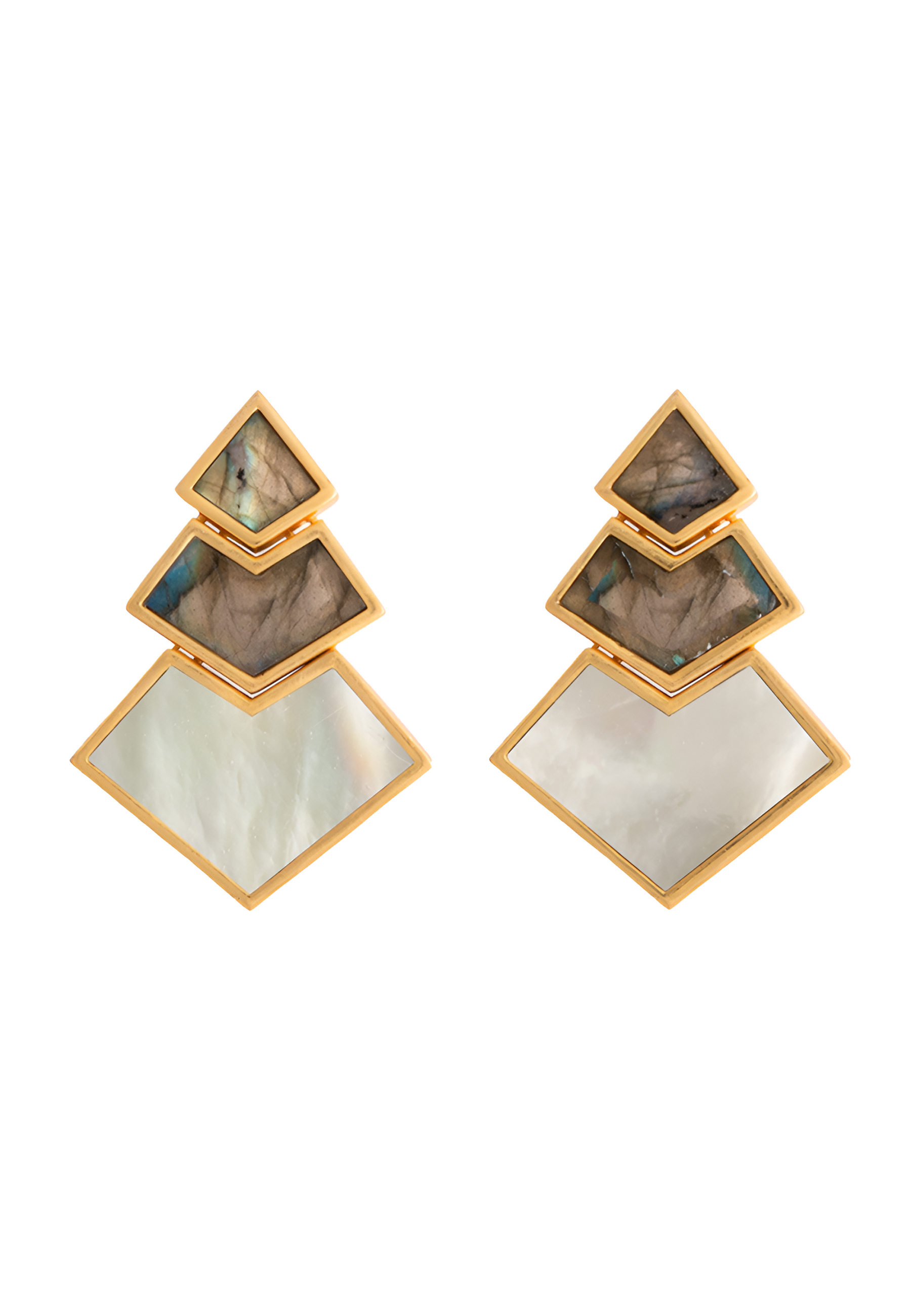 Pendientes Nefertiti Gris, Blanco