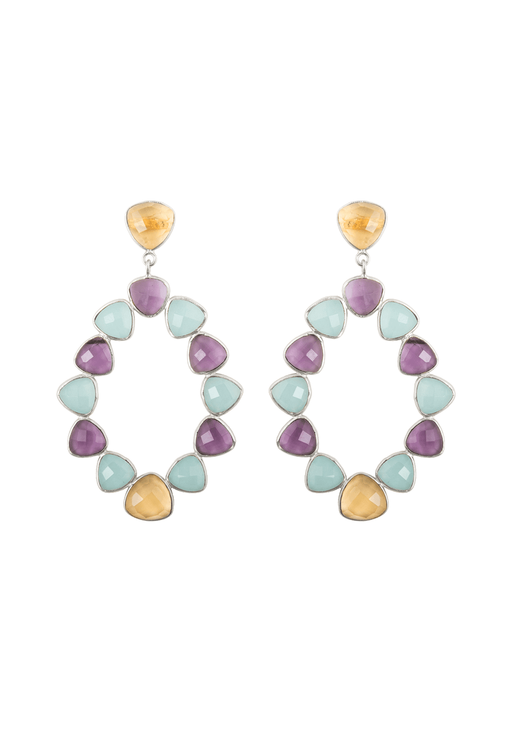 Pendientes Plata Palmira Morado, Aguamarina