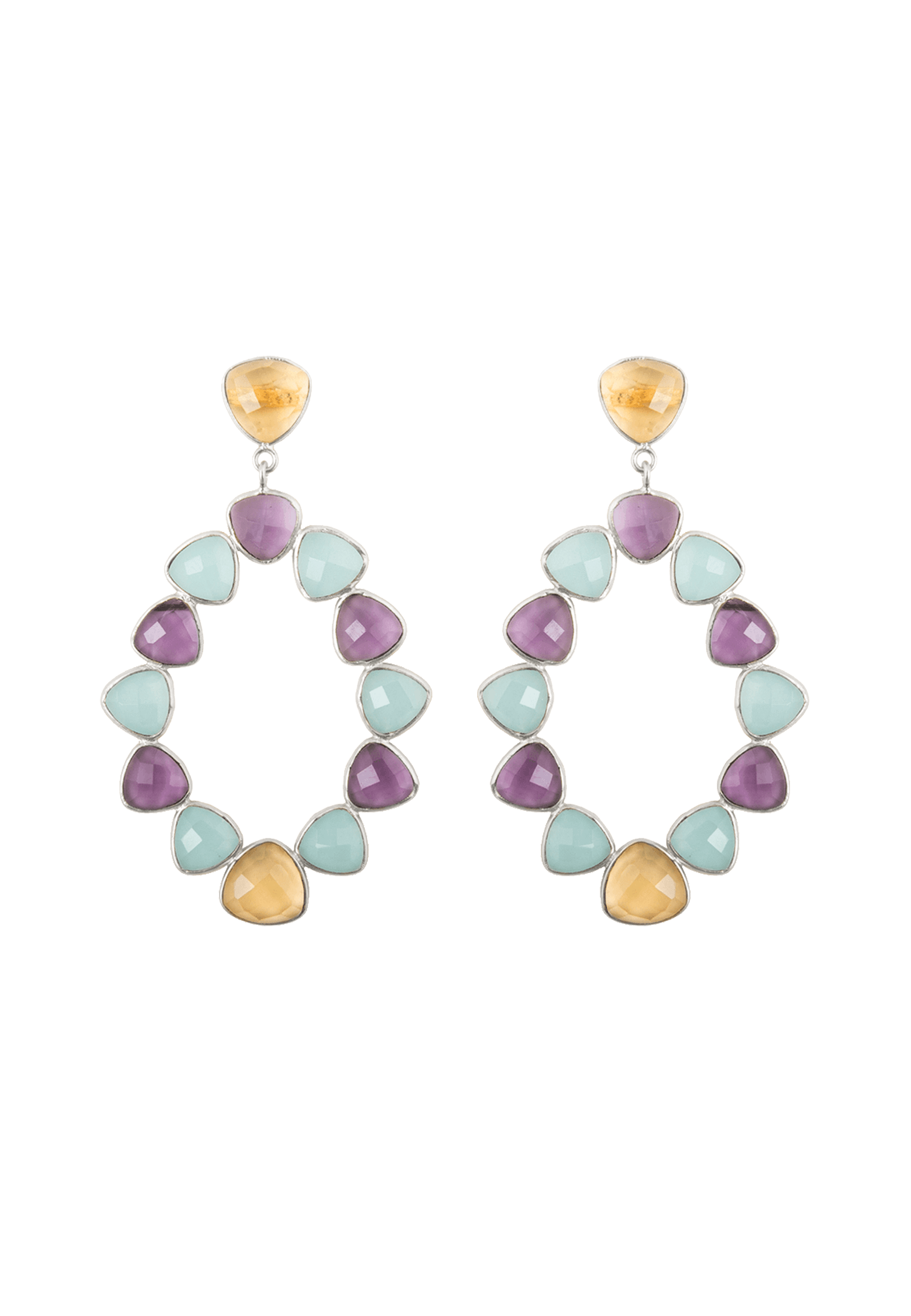 Pendientes Plata Palmira Morado, Aguamarina