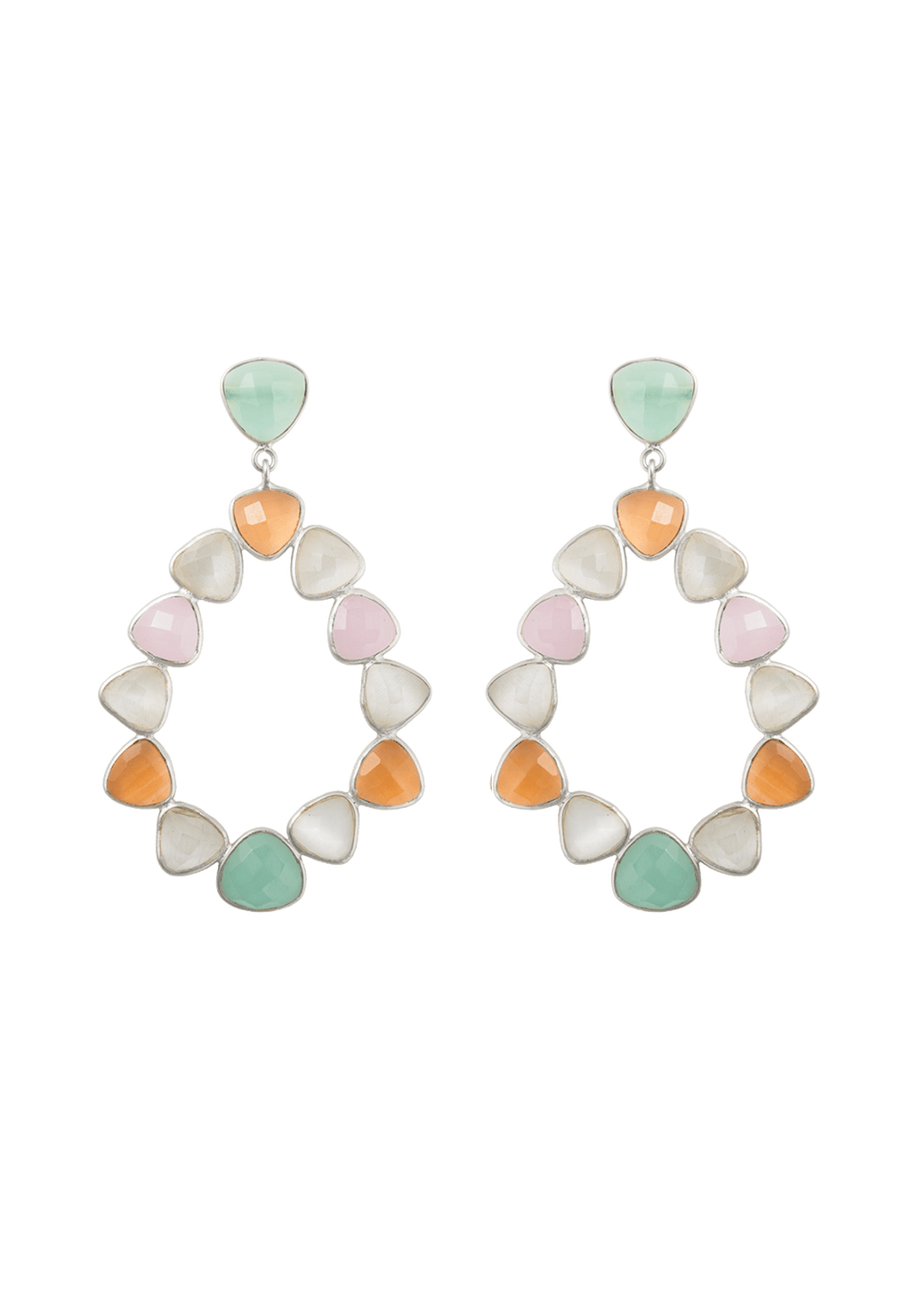 Pendientes Plata Palmira Rosa, blanco