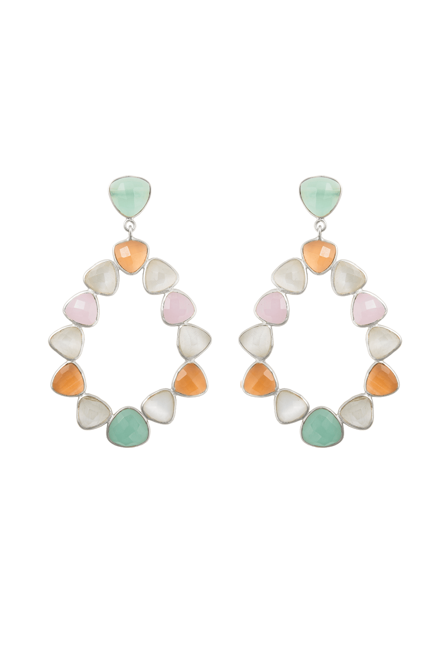 Pendientes Plata Palmira Rosa, blanco