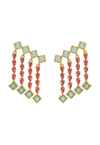 Pendientes Trepadores Verde Agua y Rosa Odeon