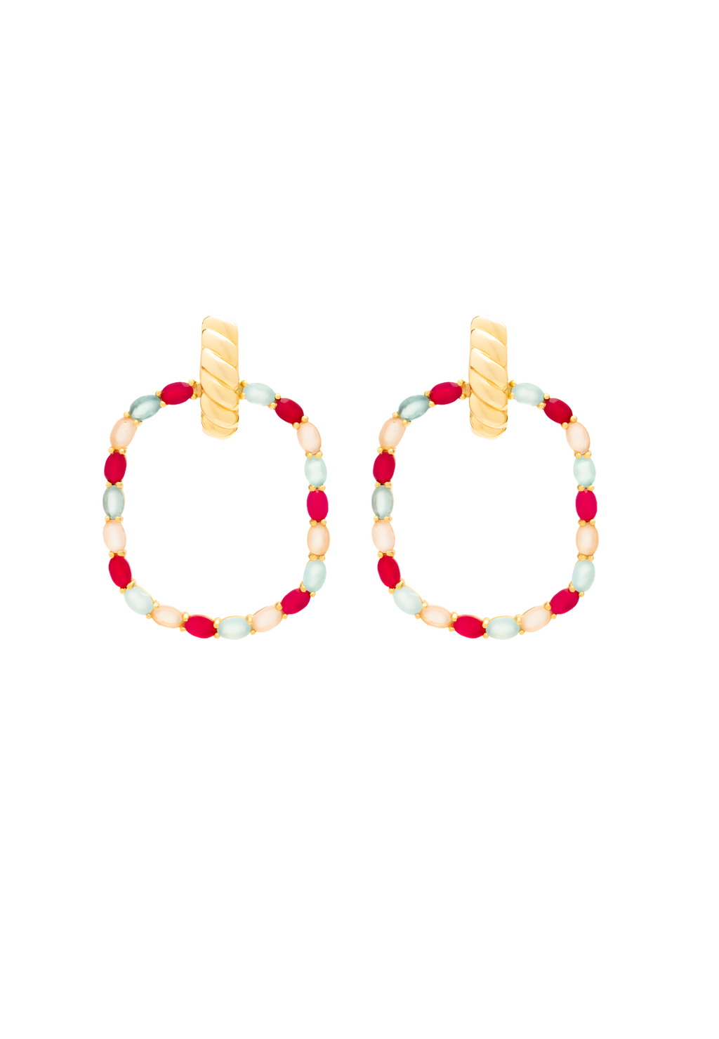 Pendientes Twiggy Buganvilla y Verde agua