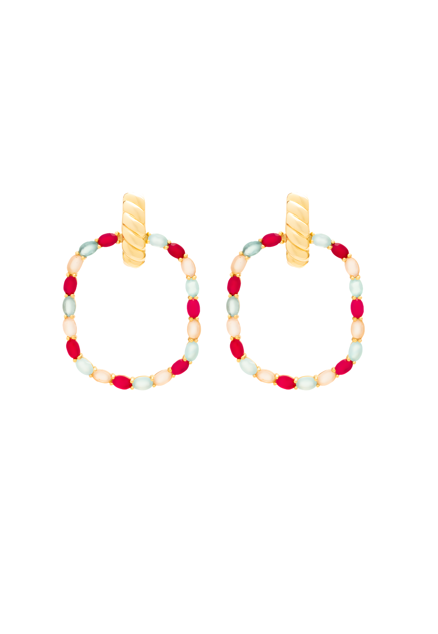 Pendientes Twiggy Buganvilla y Verde agua