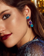 Pendientes Rainbow Buganvilla y Turquesa