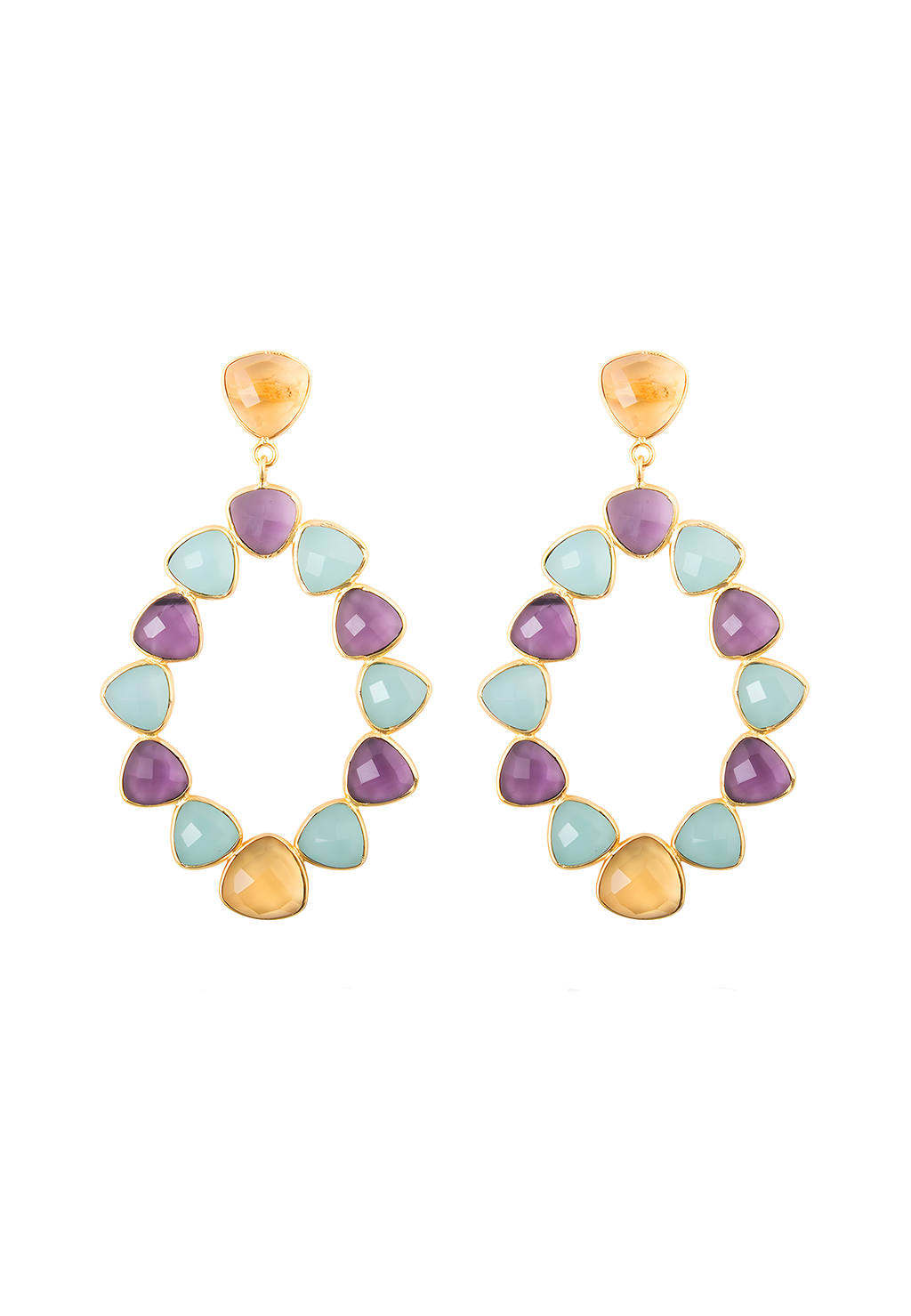 Pendientes Palmira Morado, aguamarina