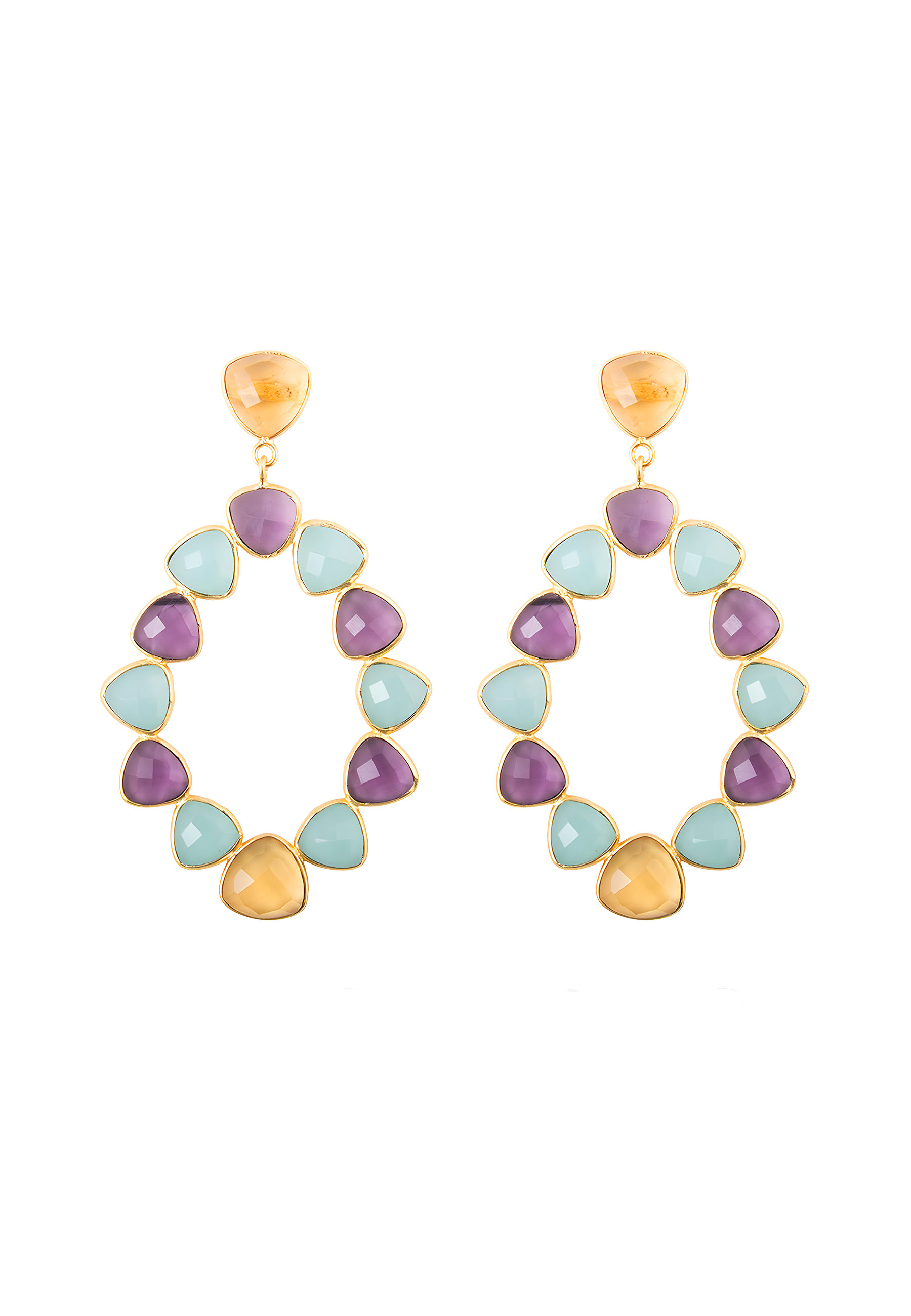 Pendientes Palmira Morado, aguamarina