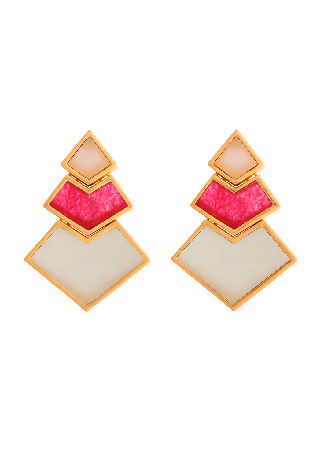 Pendientes Nefertiti Rosa, Fucsia, Blanco