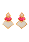 Pendientes Nefertiti Rosa, Fucsia, Blanco