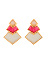 Pendientes Nefertiti Rosa, Fucsia, Blanco
