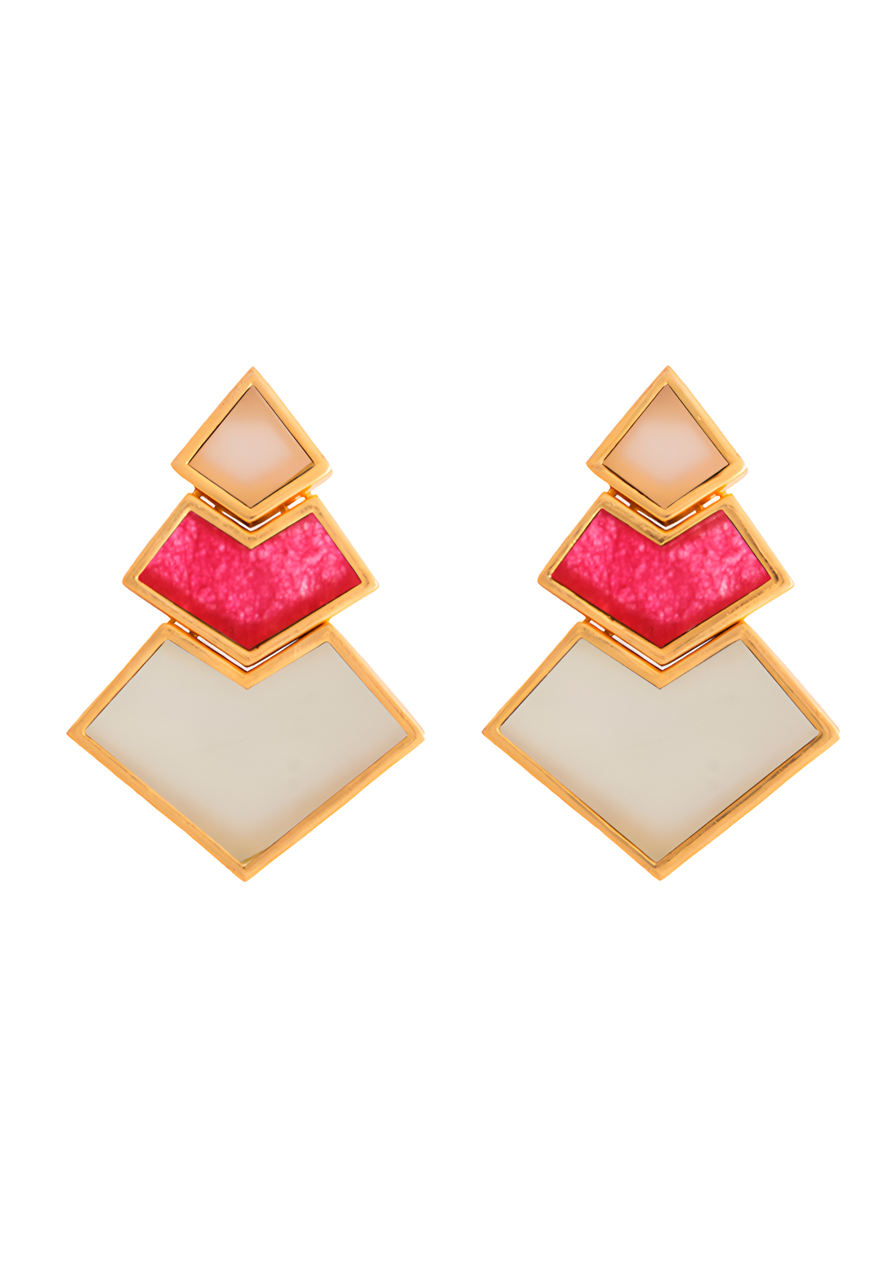 Pendientes Nefertiti Rosa, Fucsia, Blanco