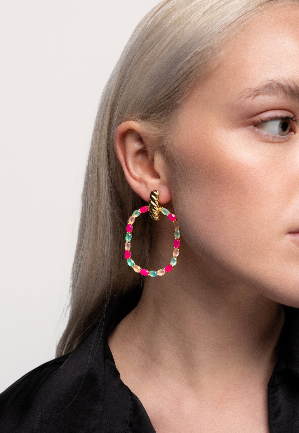 Pendientes Twiggy Buganvilla y Verde agua