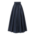 Peony Dark Blue High Waist Cotton Skirt