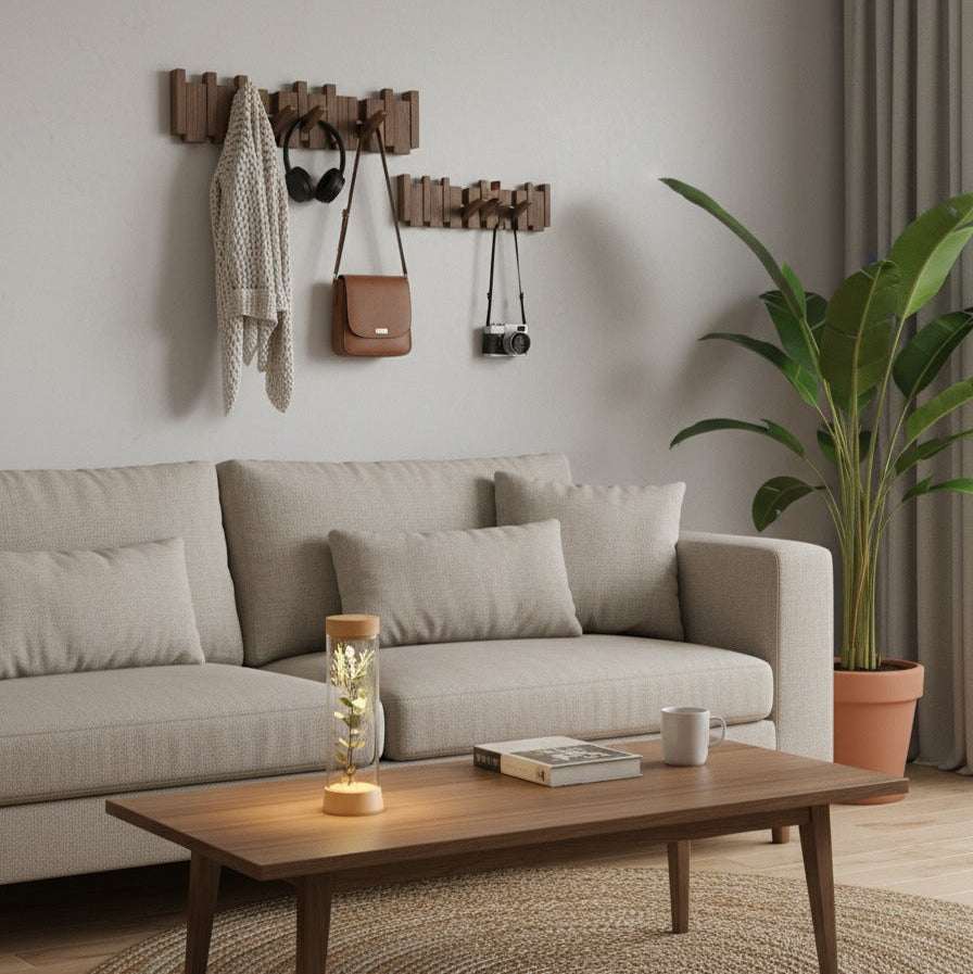 Perchero de pared Verona madera natural – colgador plegable escandinavo