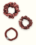 Lot de 3 Chouchous 100 % Soie - Le mini, Le Petit, Le moyen - Moka