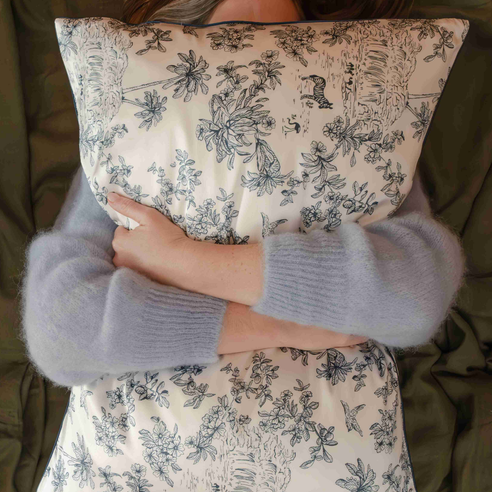 Taie d'oreiller 100% pure soie de mûrier - Motif Nuit sauvage