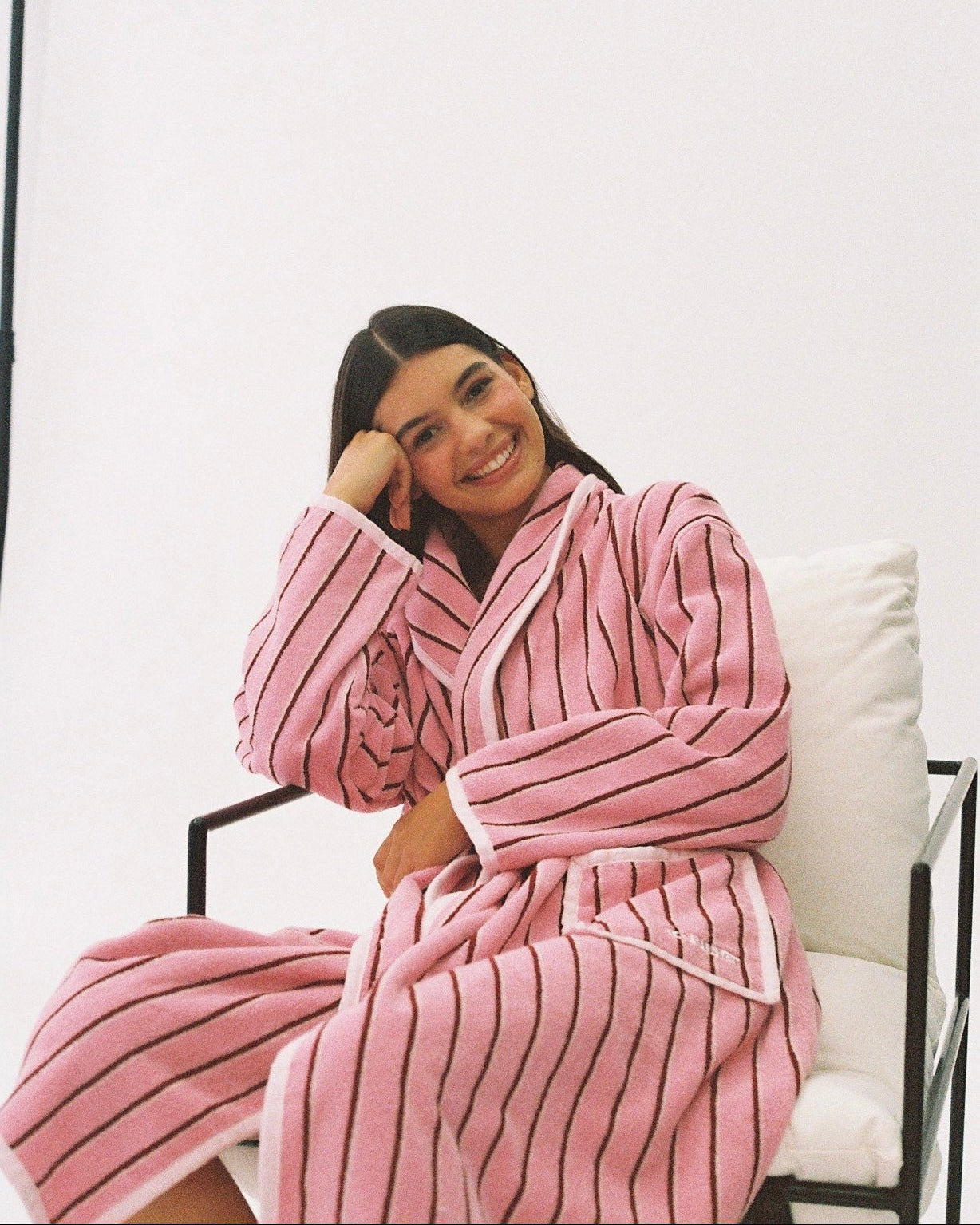 K. Juliet Winter Robe - Pink Stripe
