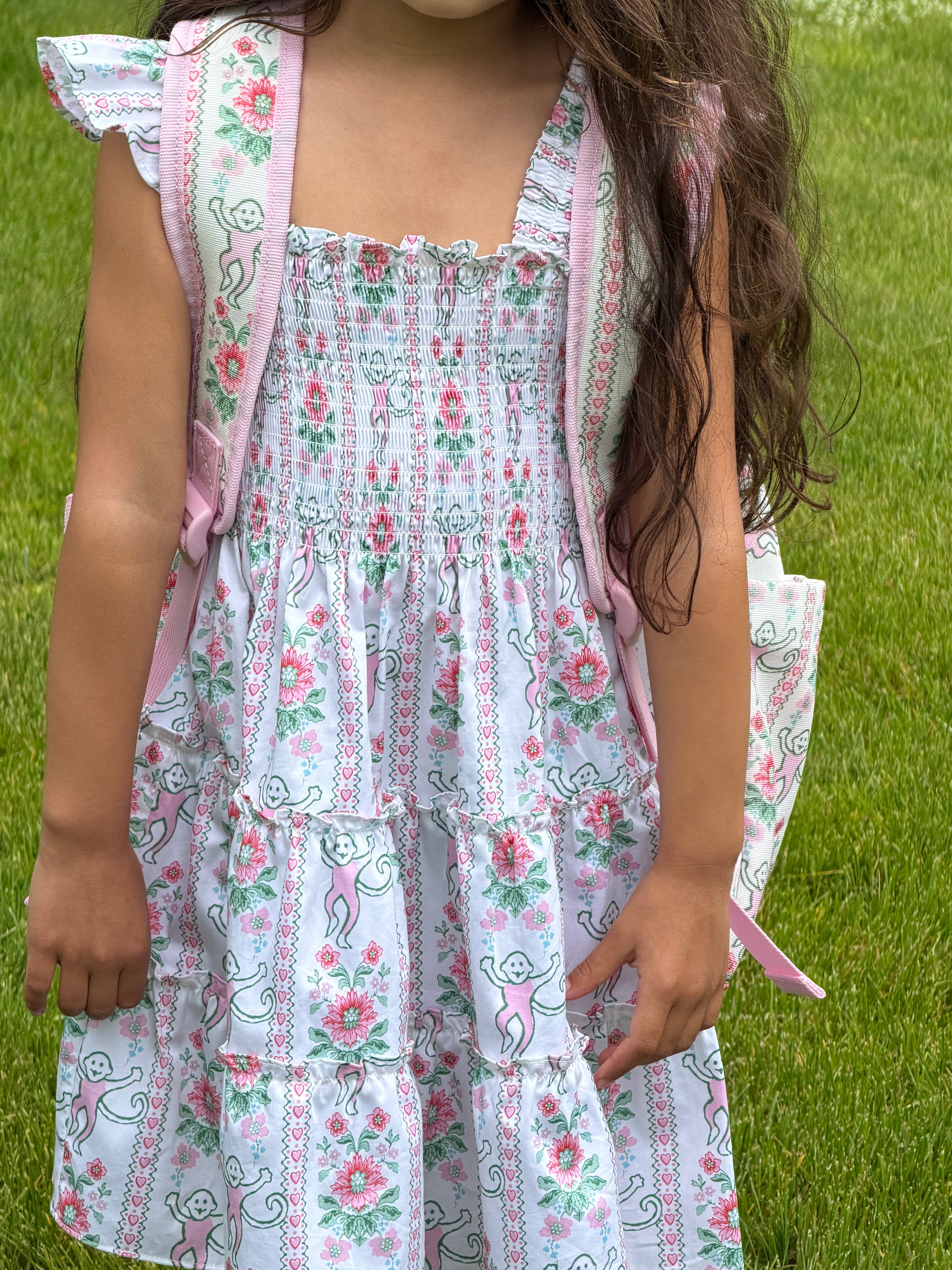 The Tiny Ellie Nap Dress / Roller Rabbit x Hill House Pink Monkey Block Stripe    By Hill House Home