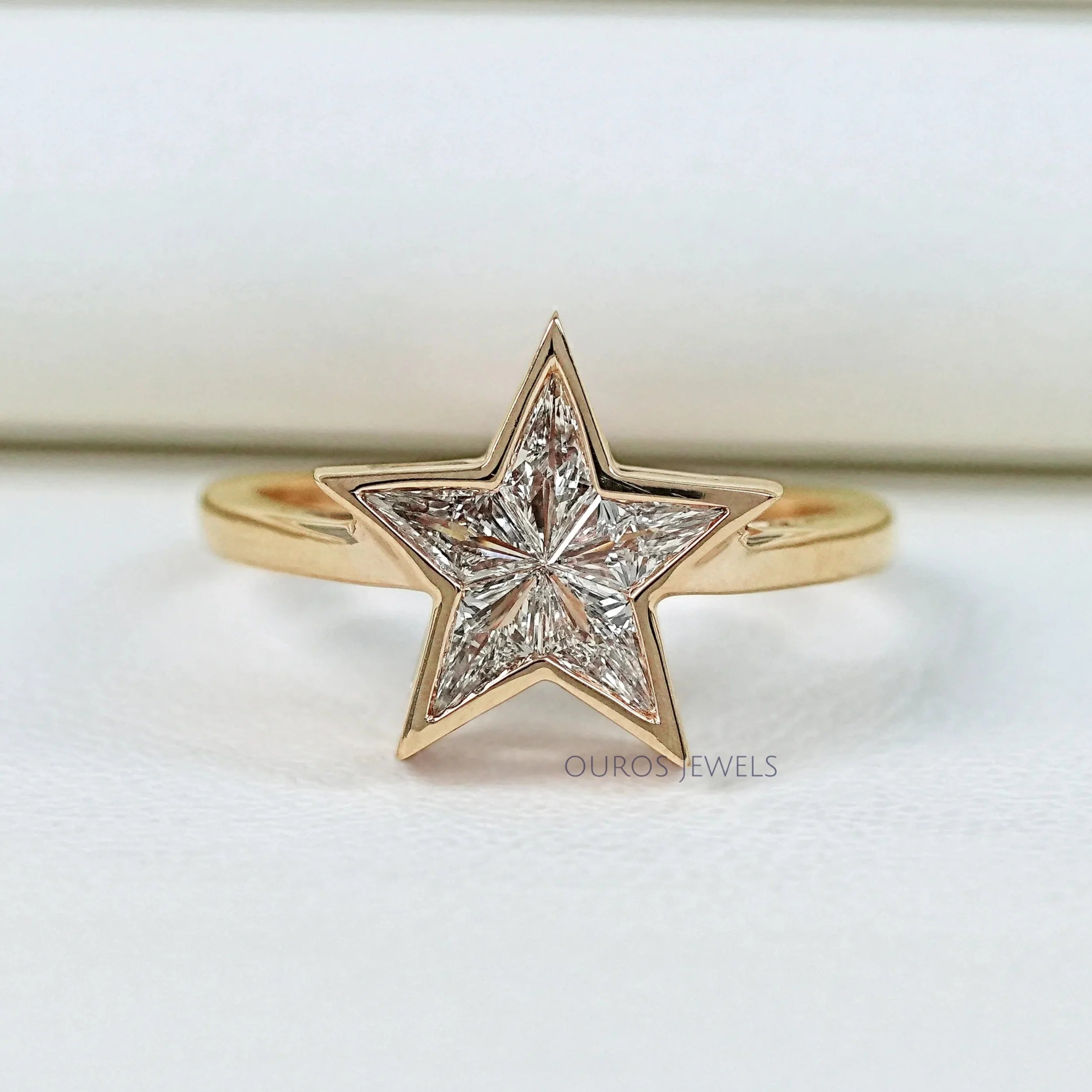 Pie Cut Bezel Setting Solitaire Engagement Ring