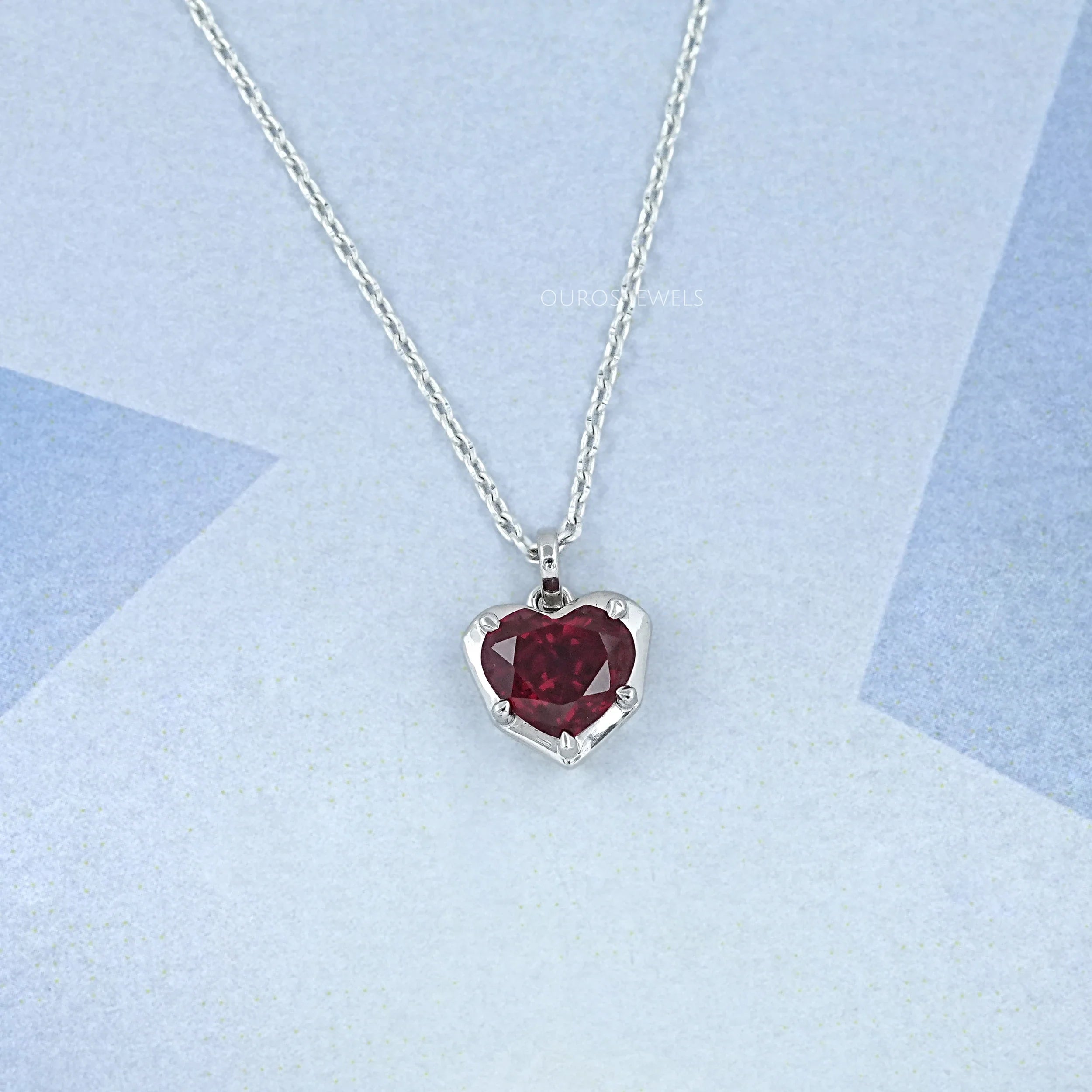 Pigeon Blood Heart Gemstone Bezel Set Pendant