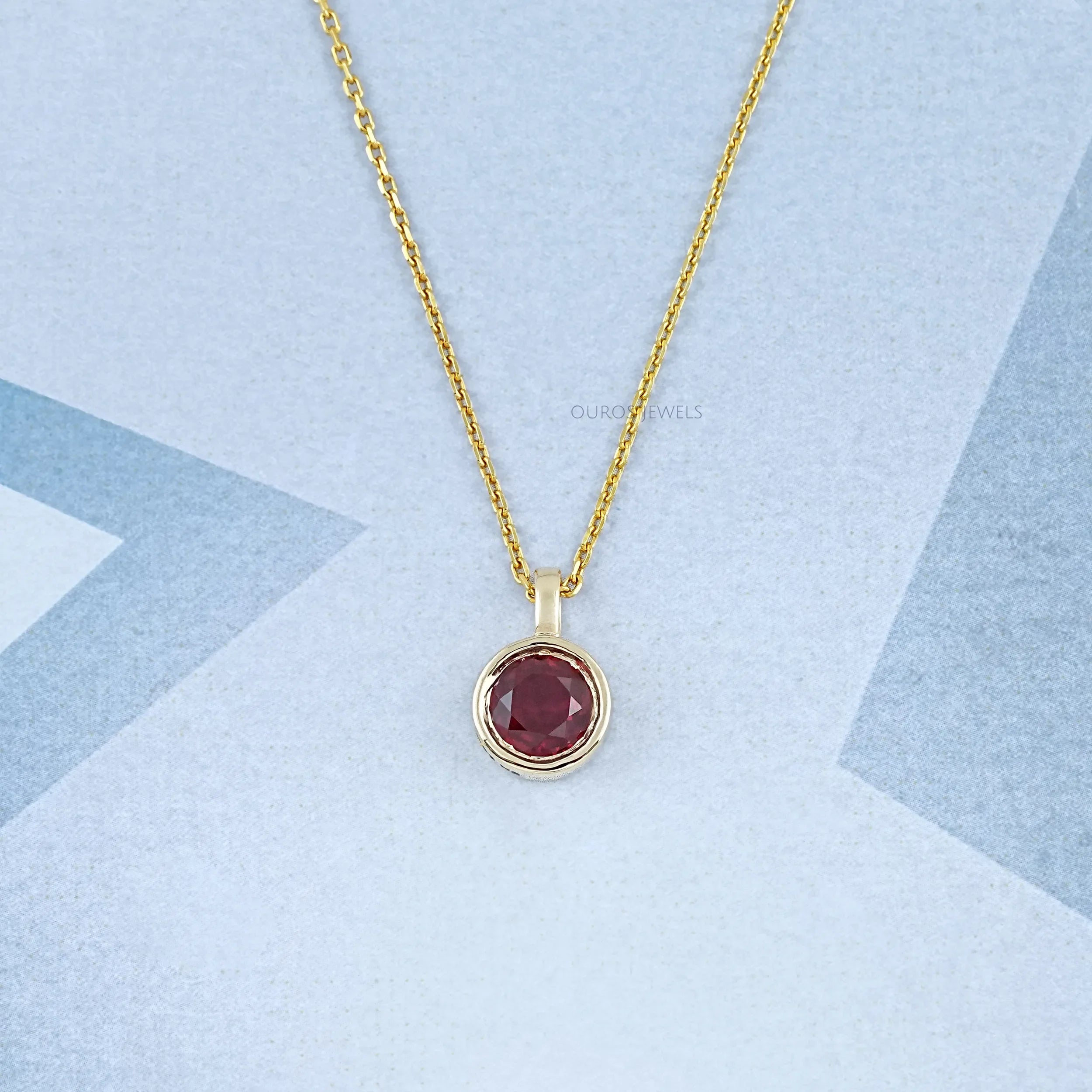 Pigeon Blood Ruby Round Gemstone Bezel Pendant