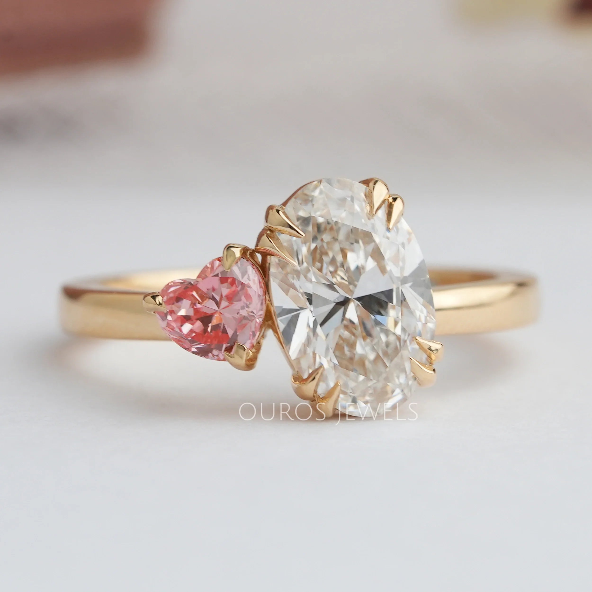 Oval And  Heart Cut Lab Grown Diamond  Toi Et Moi  Ring