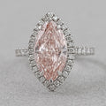 Pink Marquise Cut Halo With Accent Diamond Engagement Ring