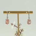Pink Oval Cut Diamond Drop Hoop Earrings
