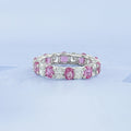 Pink Oval Lab Gemstone Eternity Band