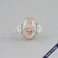 Intense Pink Oval Three Stone Engagement Ring