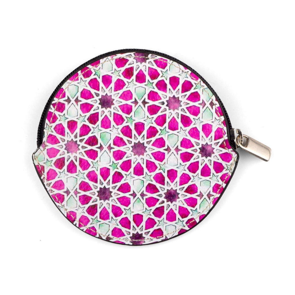 Pink and White Leather Coin Purse Fatima