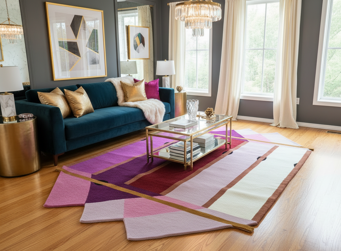 Pink Prism Geometric Hand-Tufted Wool Rug 6 x 9 ft