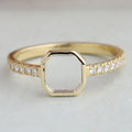 Asscher Cut Portrait Diamond Solitaire Accent Ring