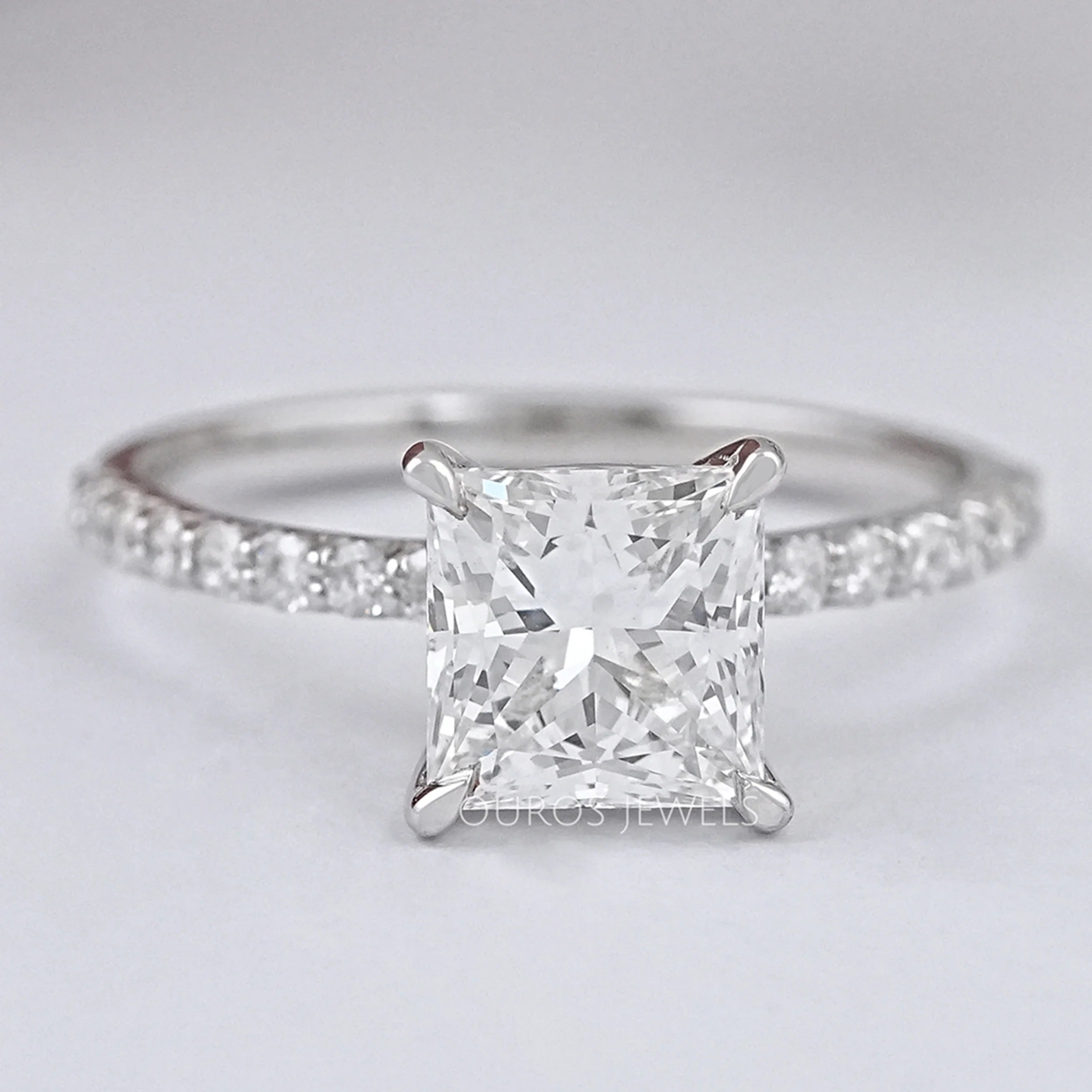 Princess Diamond Solitaire Accent Engagement Ring