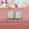 Milgrain Set Princess Lab Grown Diamond Stud Earrings